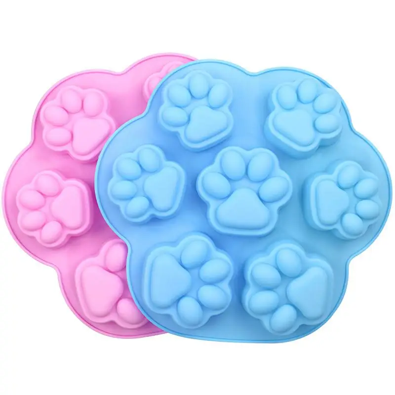 Molde de silicona con estampado de pata de perro y gato, bandeja de cubitos de hielo para dulces, Chocolate, gelatina, pudín, jabón, golosinas para perros y gatos