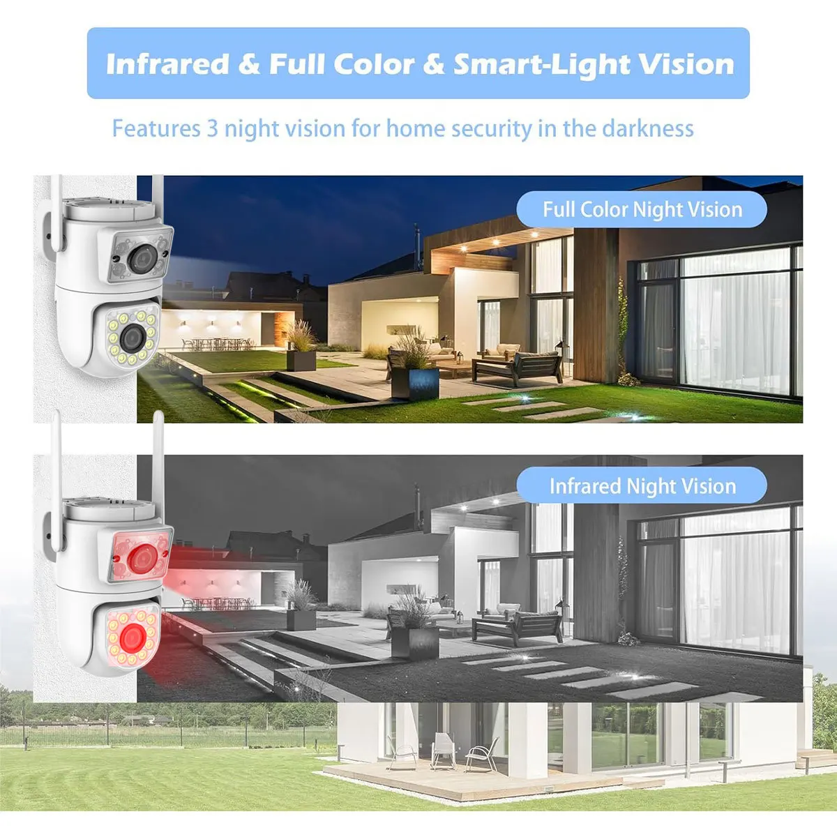 8MP V360Pro APP Dual เลนส์ไร้สาย PTZ Alarm กล้องโดม IP สี AI Humanoid Detection Home Security กล้องวงจรปิด Baby Monitor