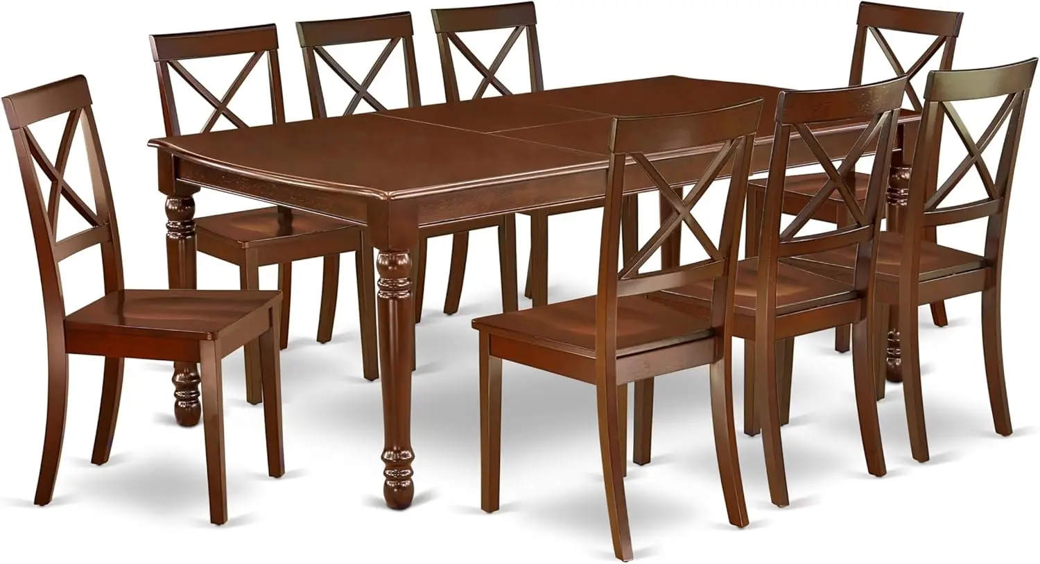 9 Piece Dining Set Includes a Rectangle Dining Room Table with Butterfly Leaf and 8 Wood Seat Chairs