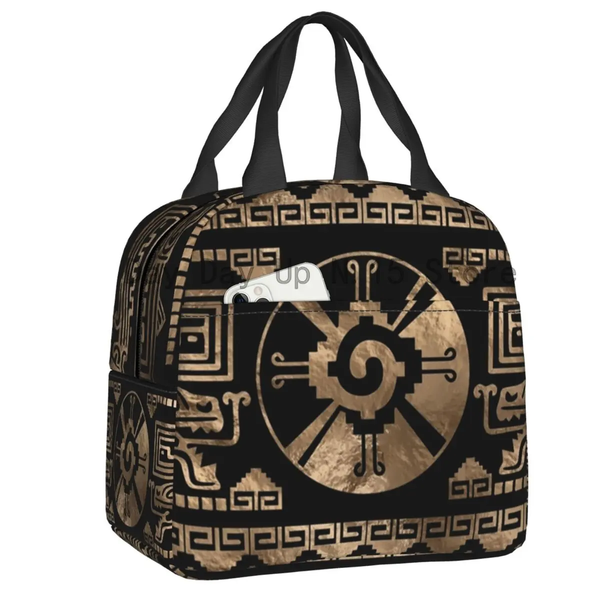 Custom Mayan Aztec Hunab Ku Lunch Bag Women Thermal Cooler Insulated Lunch Boxes for Kids School