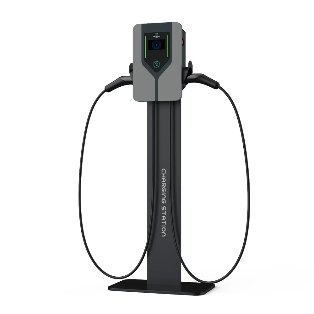 Hipech 14KW Energy Efficient AC Double cable  Charging Station New Floor Standing EV Charger Commercial Charging Solution IP54