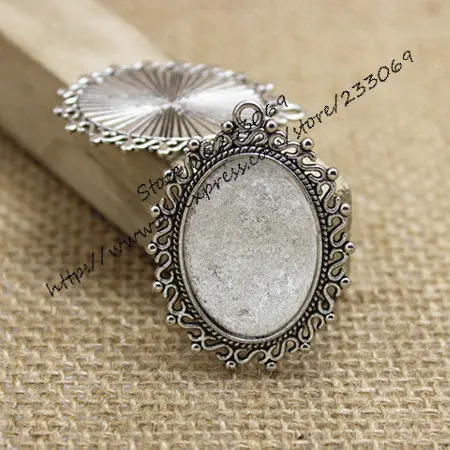 20 sztuk/partia antyczne srebro stop Cameo koronka 28*38mm (pasuje do średnicy 18*25mm) owalny wisiorek półfabrykaty ustawienie wisiorka kaboszon ustawienia T0215