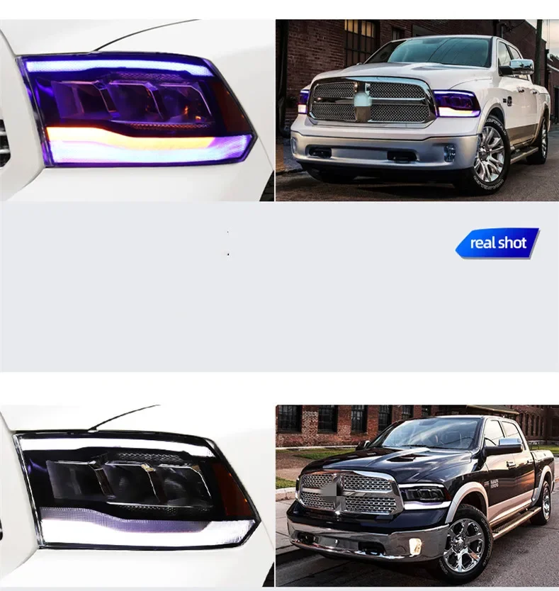 LED Headlight for Dodge Ram 1500 DRL Daytime Running Light Turn signal and Blue Night light mode Автомобильные лампы