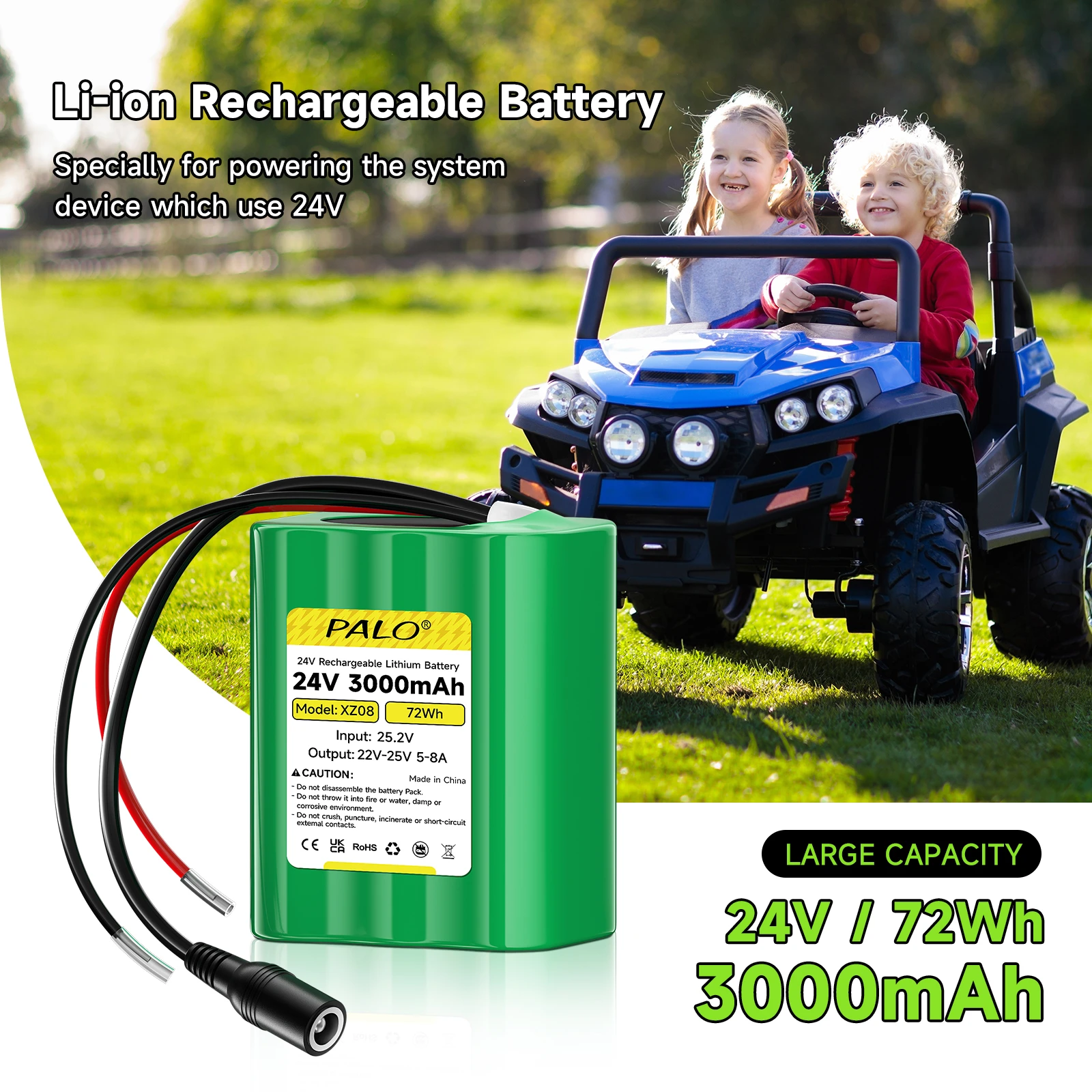 24V 3000mAh Rechargeable Li-ion Battery For DlY Projects,Ride-on Toys,CCTV Camera,Electric Scooters,Fish Finders,Led Light Strip