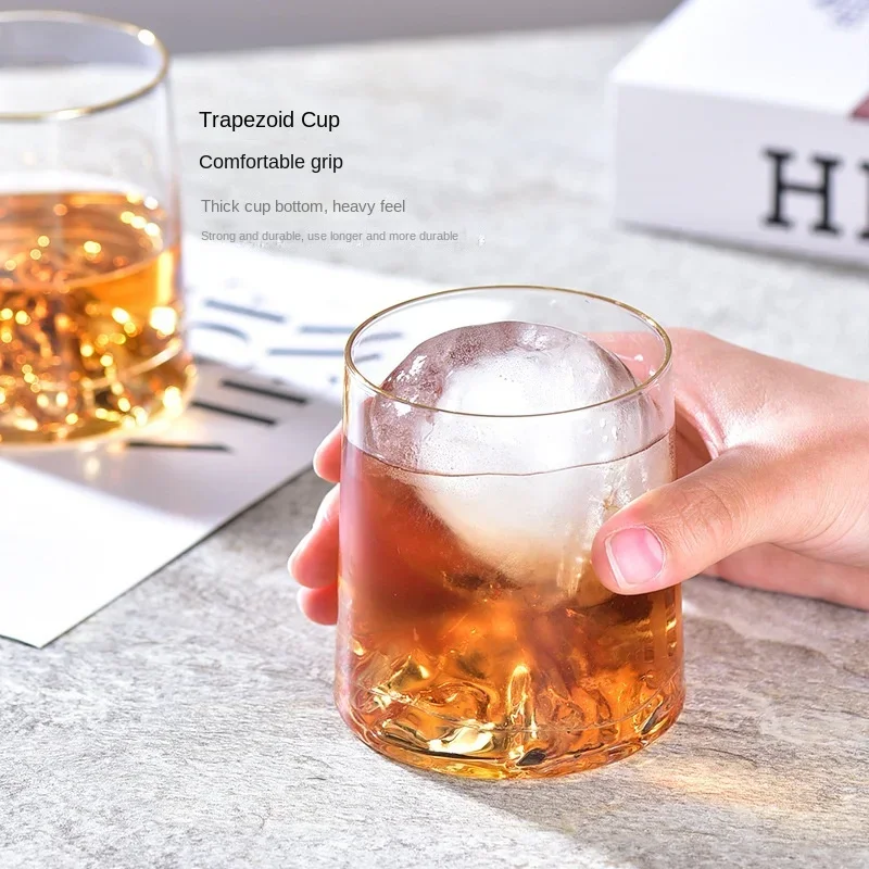 1Pcs glass Internet celebrity  household whiskey water cup beer cup Guanshan cup electroplated gold water