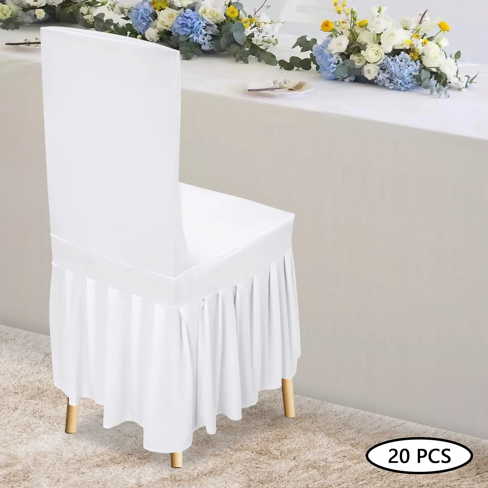 

Stretch Chair Slipcovers 20-Piece Spandex Seat Covers with Skirt for Wedding Banquet Event