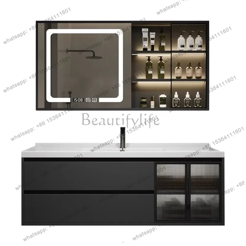 Modern Simple Bathroom Cabinets Ceramic Sink Solid Wood Salon Drawer Bathroom Cabinets Storage Mobiletto Bagno