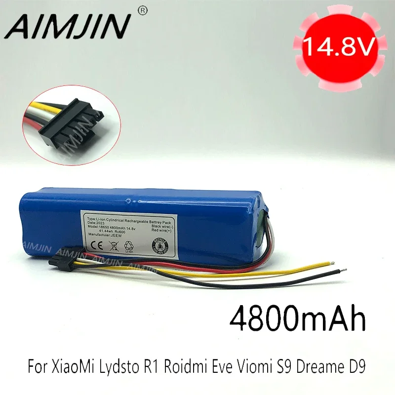 

New 2024 14.8V 4800mAh INR18650 4S2P Robot Battery for Cecotec Conga 5090 5490 6090 Robotic Vacuum Cleaner with SM 5-wire Plug