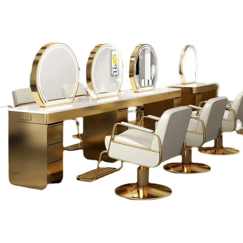 Barber shop with cabinet single double-sided mirror table hair shop simple mirror