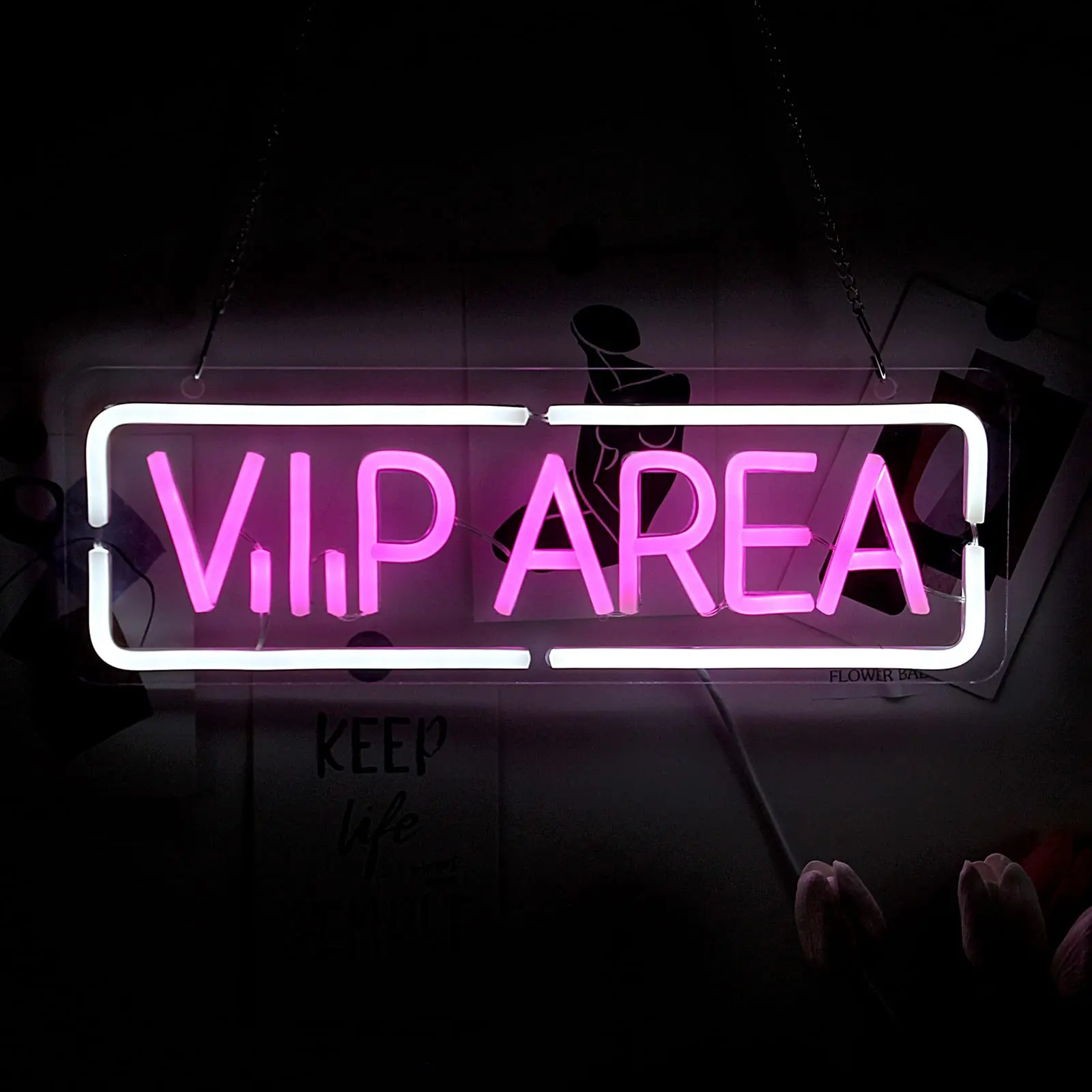 

Vip Area Neon Sign Led Wall Light Pink White Hanging Neon Light Night Light For Bar Game Zone Restaurant Pub Club Party Decor