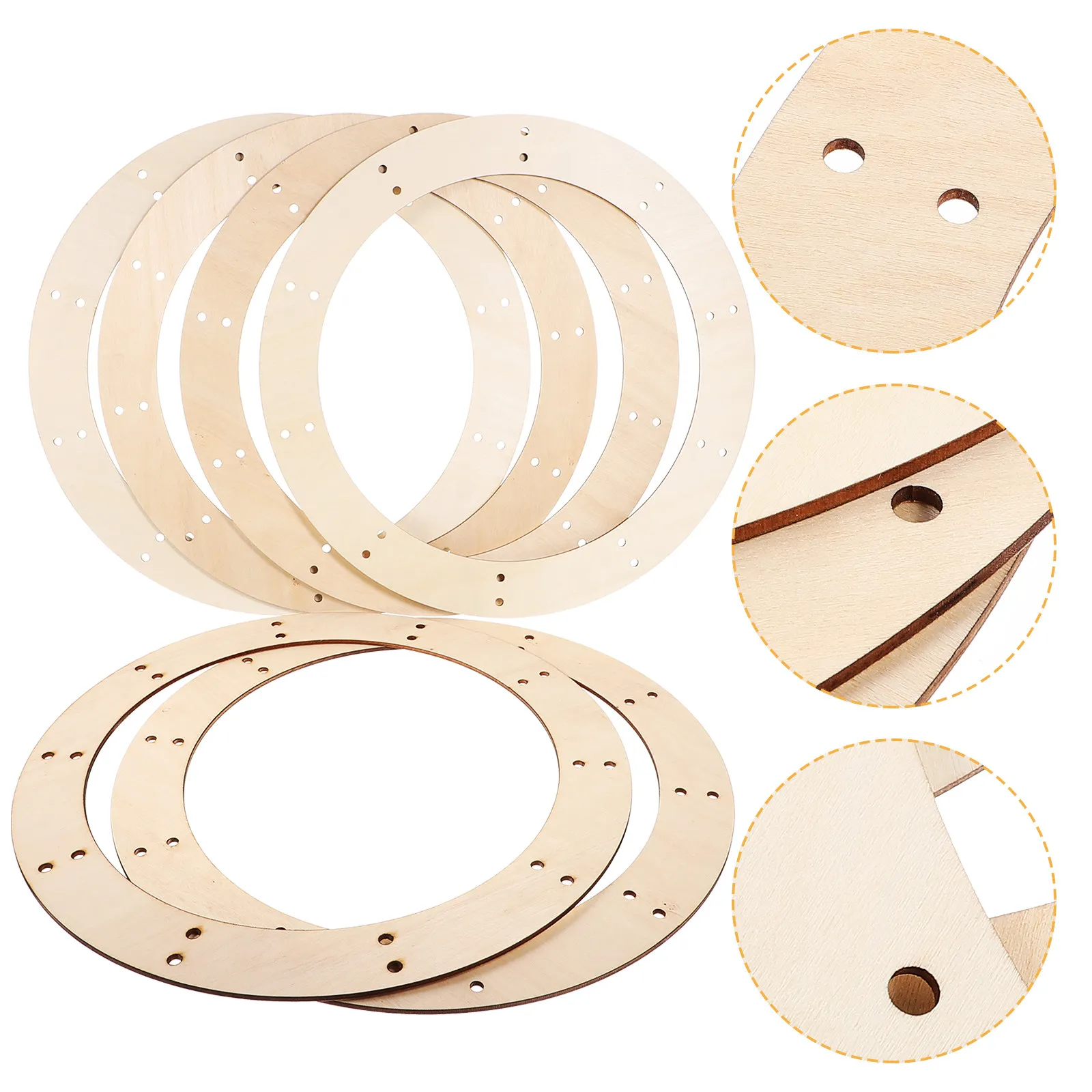 6 unidades de aros redondos de madera para coronas, aros circulares de madera para manualidades, marcos florales, accesorios de decoración rústica, aros grandes para coronas.