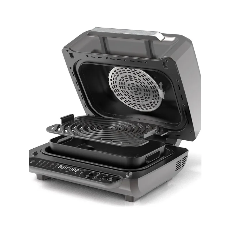8-in-1 Multifunctional Indoor Smokeless Grill&Air Fryer Built With Smart Thermometer, Household Multi-purpose Cooking Appliance