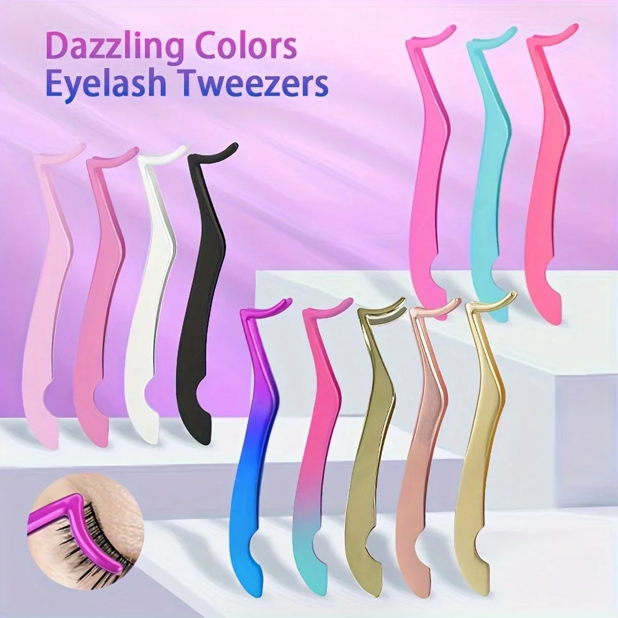 Eyelash Curler High Density Flower Grafting Eyelash Tool Seahorse Shaped Design Straight and Curved Eyelash Extension Tweezers