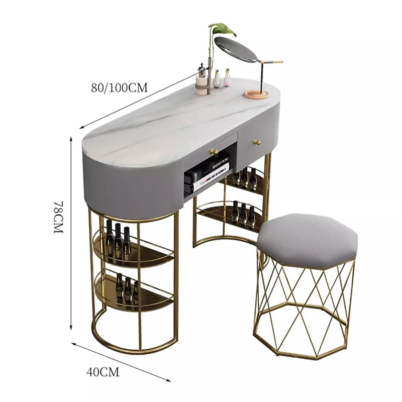 Luxury Design Storage Nail Table Manicure Elegant Unique Space Saving Nail Tables Nageltisch Mit Absaugung Salon Furniture