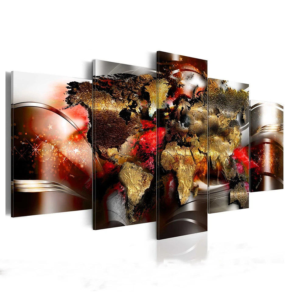 

Magic Retro World Map Diamond Painting, 3D DIY Handmade Diamond Mosaic, Full Square Round Diamond Painting, Multi Panel, 5 Pcs