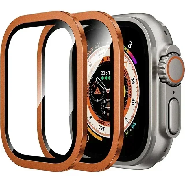 2 Stück Aluminiumlegierungsgehäuse + gehärtetes Glas für Apple Watch Ultra 2 49 mm kratzfester Displayschutz 2027 – Detail 14