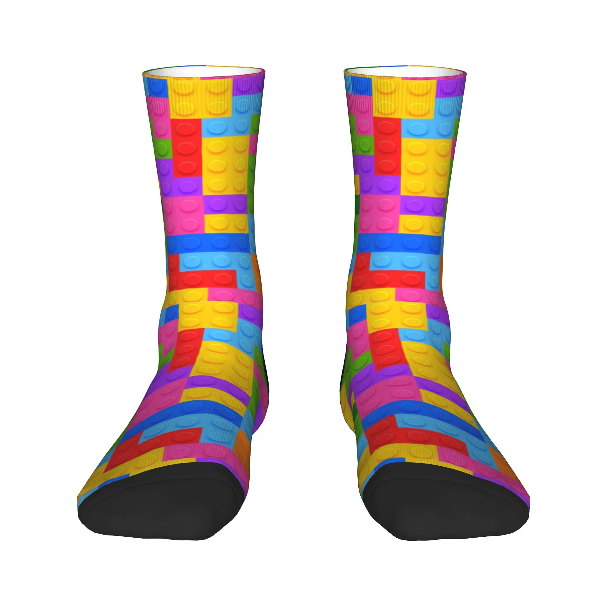 Building Blocks Colorful Print Stockings Women Men Socks Breathable Kawaii Socks Autumn Running Sports Anti Printed Socks Gift