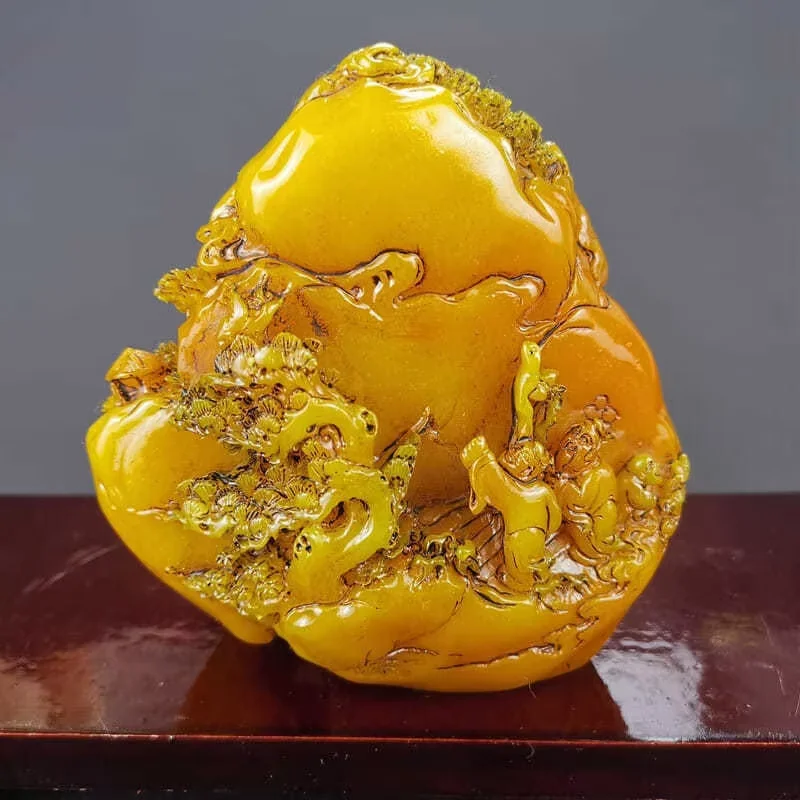 China Shoushan piedra tallada a mano mitio personas guías de hadas el camino estatua Feng Shui piedra ornamental decoración del porche
