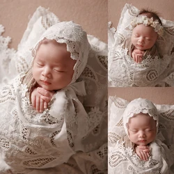 Photography for Newborns Wrap Props Stretchable Wraps Flower Headdress Lace Hat Pillow Printed Blanket Infant Photography Props