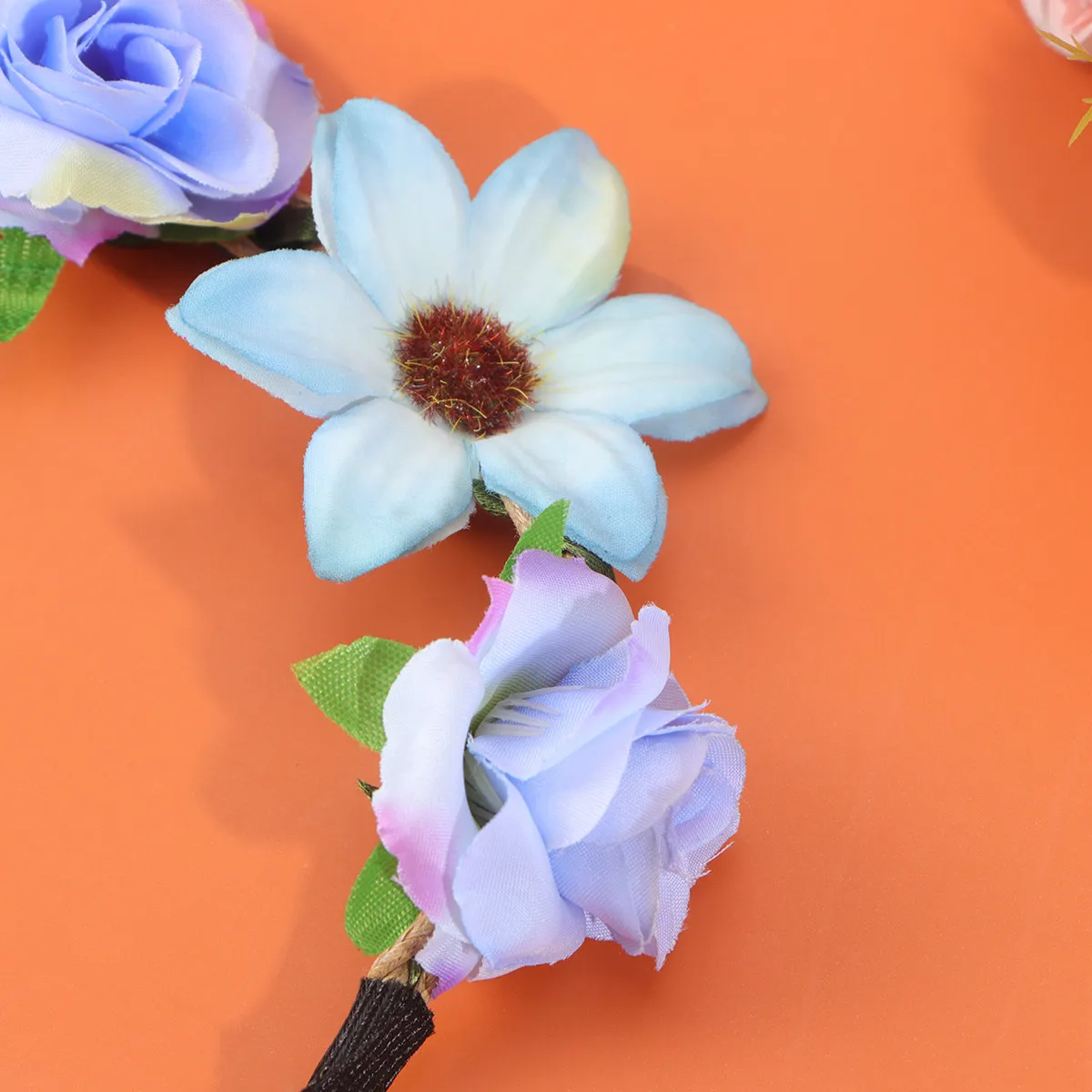 Blue Rose Flower Headband Bridal Headpiece Festival Hair Accessory Floral Hair Wreath Photography Props
