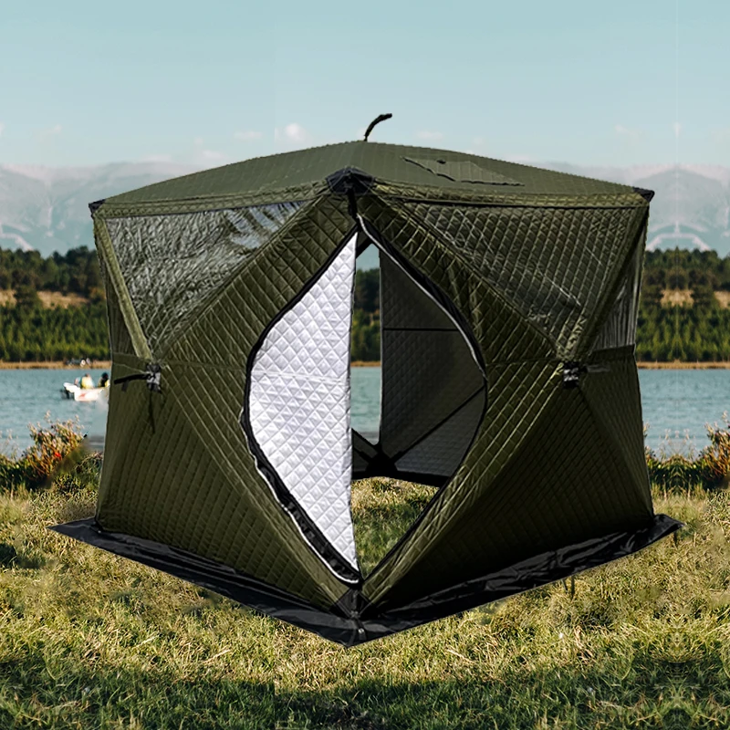 

Hot Selling Three Layer Waterproof Insulation Winter Ice Fish Pop up Tent Camping Ice Cube Winter Fishing Tent Winter Hot Tent