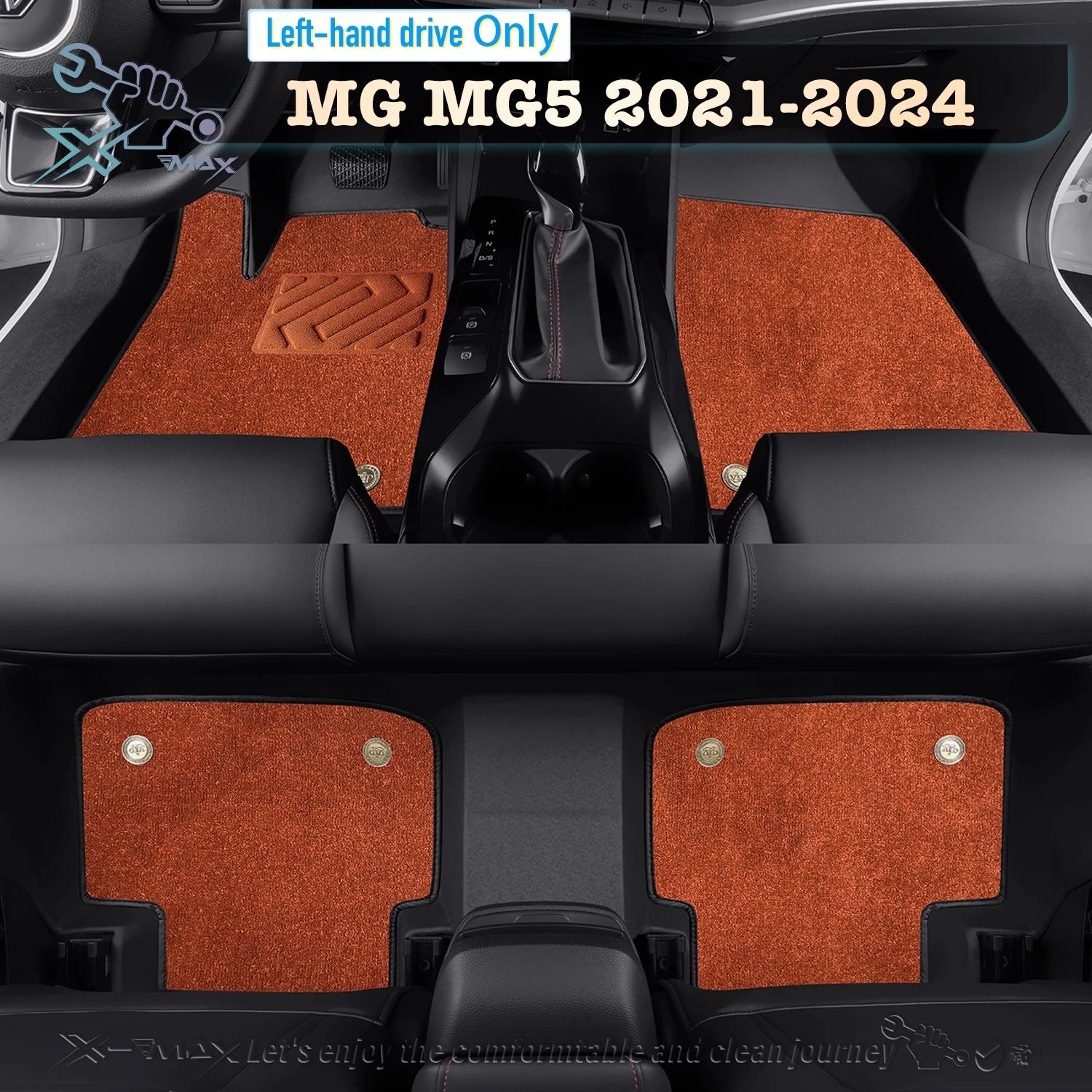 Left-hand Drive Car Floor Mat For MG MG5 2021-2024 Full Surround Foot Mat Automotive Floor Mat Interior Floor Liner Water-proof