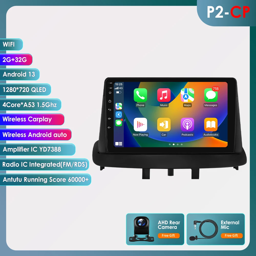 OSSURET Android Autoradio Speler voor Renault Megane 3 Fluence 2008-2014 Carplay Auto GPS 2 DIN Auto Multimedia door Snapdragon 6115