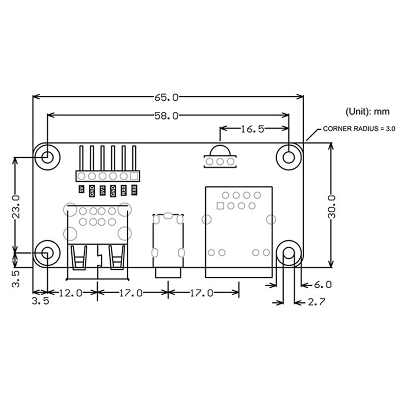 アクリルベースの壁拡張ボード,オーディオ出力,イーサネットポート100m,USB 2.0x3.5mm