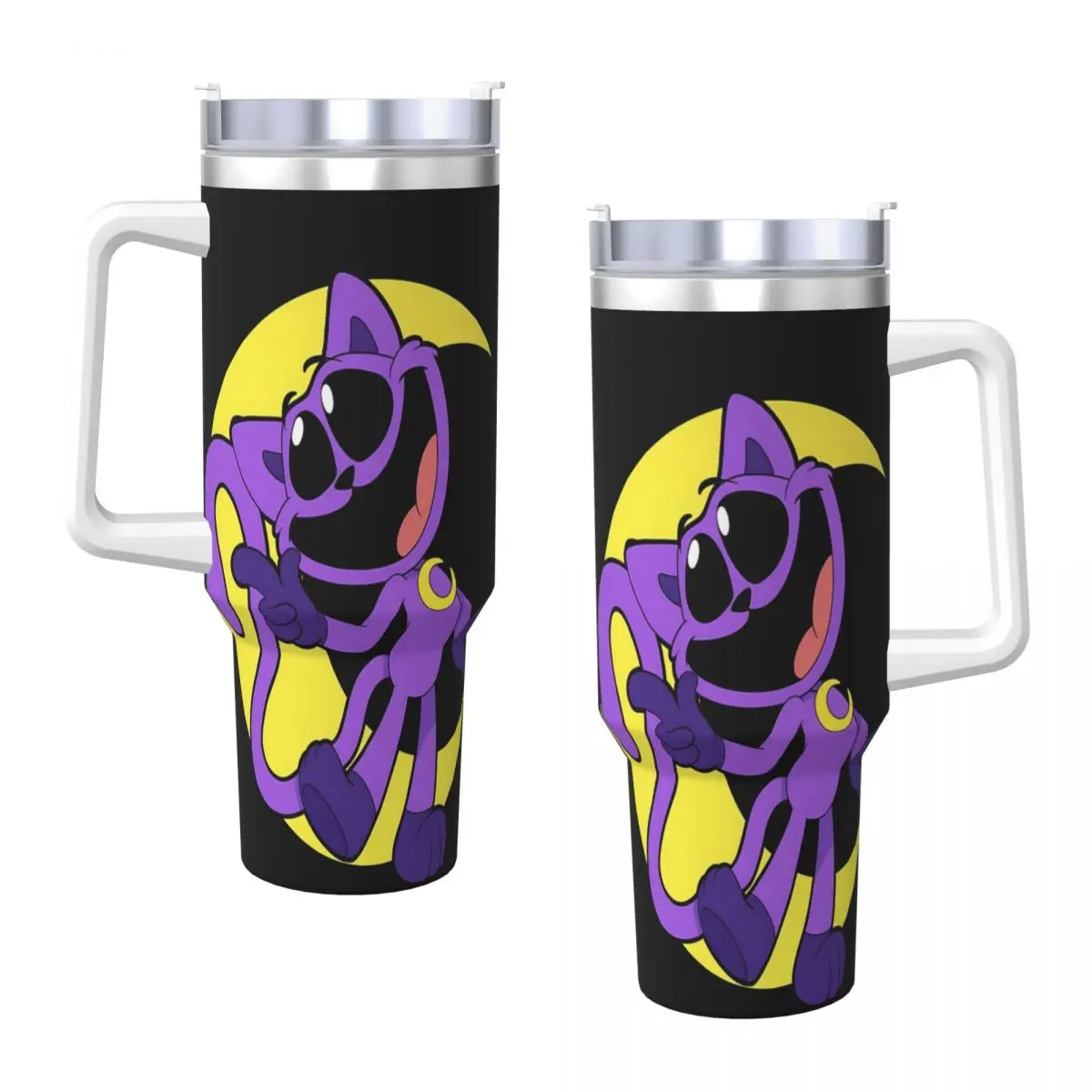 Smiling CatNap Dogday Stainless Steel Tumbler Travel Coffee Mug With Straws and Lid 40oz Car Mugs Cold Drink Water Bottle