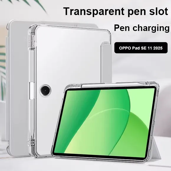 

Прозрачный чехол со слотом для ручки для OPPO Pad SE 11 2025 OPD2417 Pad2 Pad3 11,61 Air 2 Neo 11,4 Air 10,36 Трехкратный кожаный чехол