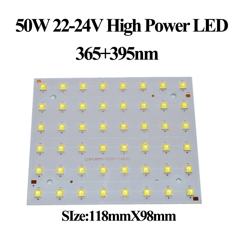 24v 50w Lampada a LED ultravioletta ad alta potenza Perline Uv 365nm + 395nm Fototerapia per unghie polimerizzante per richiamo zanzare e insetti