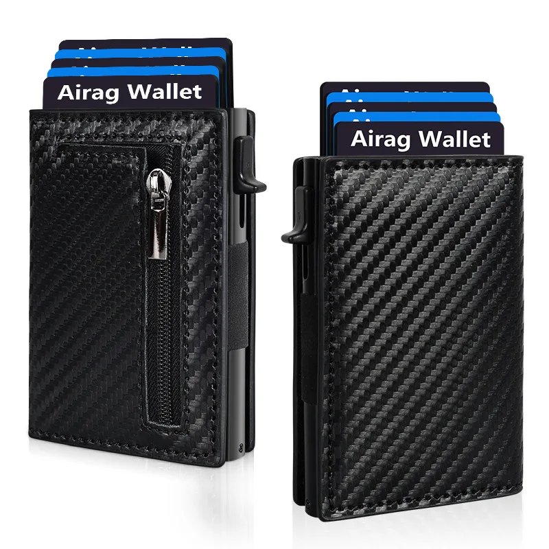 

Новый алюминиевый кошелек для карт с RFID-защитой, многофункциональный, простой, с несколькими отделениями, мужской кошелек-портмоне на два сложения, сумка для документов.