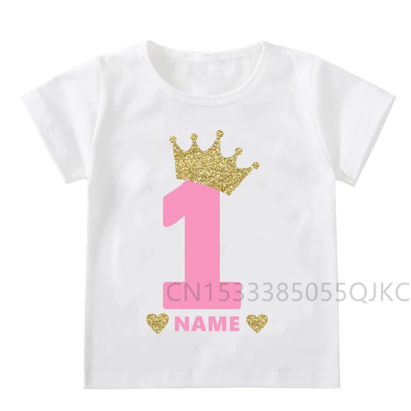 Baby Kids Crown Numbers T Shirts Custom Boys Girls Clothing Personalized Birthday Age Name Shirts Kids T-Shirts Baby Clothes