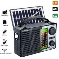 Radio FM AM SW portátil, receptor de Radio de alta sensibilidad de banda completa Solar recargable para exteriores con iluminación LED, Altavoz Bluetooth