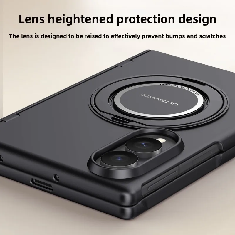360 Rotating Magnetic Kickstand Case for Samsung Z Fold 8 Wide Tempered Glass for Magsafe Axis Protection Ring Holder Cover - view 3