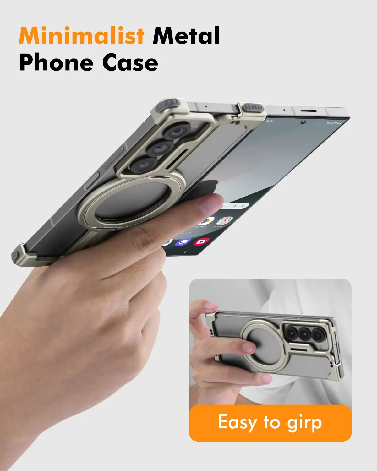 Oatsbasf dla Samsung Galaxy Z Fold 8 Ultra 7 6 5 Metalowe etui na telefon z pierścieniem Magsafe, bezramkowe minimalistyczne etui ochronne — zdjęcie produktu 6