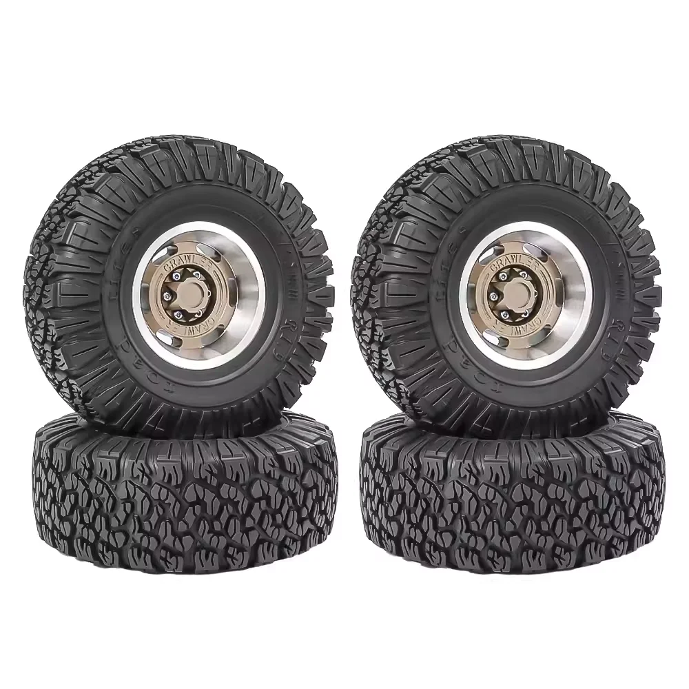 Neumáticos de goma de 1,9 pulgadas y 120mm + cubo de rueda de metal para coche trepador de control remoto 1/10 Traxxas Trx4 Trx6 Axial Scx10 90046 Redcat Yikong Rc4wd Rgt