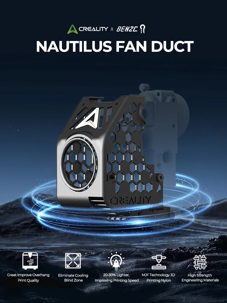 Creality X BEN2C Nautilus Lüfterkanal für K1 Max oder K1C/K1 SE 3D-Drucker, 360° ° Kreisförmiger Kühlstrom, schnelle Kühlung, 3D-Druckerteile – Detail 4