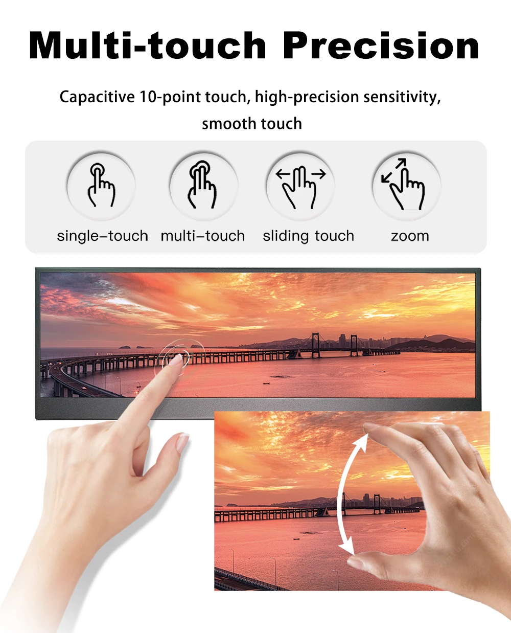 Imagem -04 - Lesown-monitor Portátil Ultra Amplo Touch Screen pc Portátil Lcd Externo 14.1 4k Capacitivo Usb c Hdmi Ips