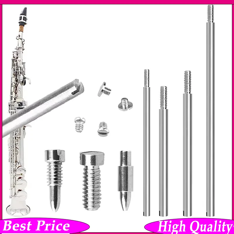 Soprano Saxophone Repair Kit – 24 Threaded Rods + 32 Assorted Screws + 1 Tapered Pivot Pin |Complete Replacement Parts Set