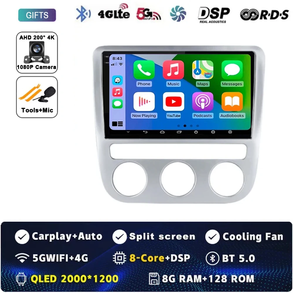Android 15 autoradio multimedia 4G WIFI Carplay GPS navigatie voor Volkswagen VW Scirocco EOS 2009 2010 2011 2012 2013 2015 2016