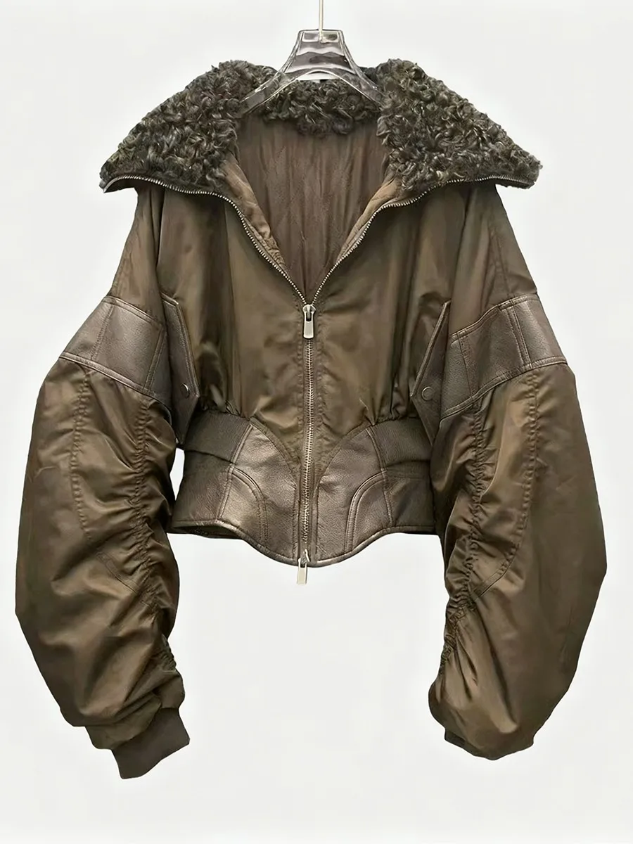 TWOTWINSTYLE التخسيس تقسم الجلود سترات أنيقة للنساء التلبيب كم طويل تونك المرقعة يتدفقون سترة عادية الإناث #5