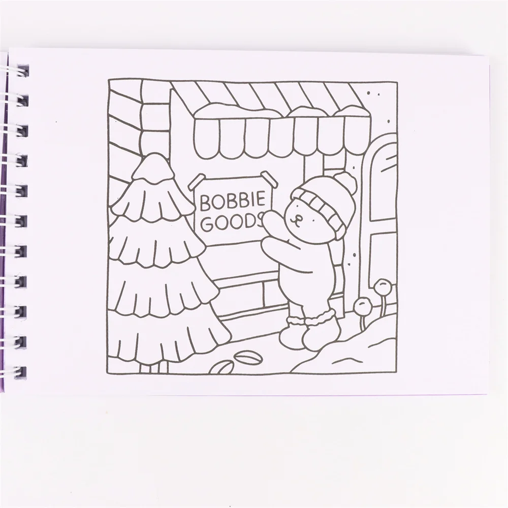 1/2PcsAdult Coloring Book with Cute Animal & Bobbie Good Store Scenes - Relax Art Relax Gift for Holidays, Birthdays