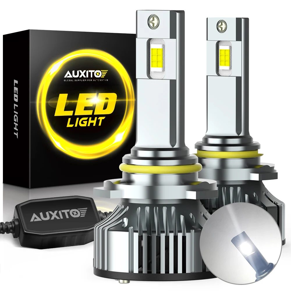 

AUXITO 2Pcs Y19 Series 9005 HB3 LED Headlight Bulbs Canbus 25000LM 100W Super Bright 6500K White 9005 LED High Low Beam With Fan