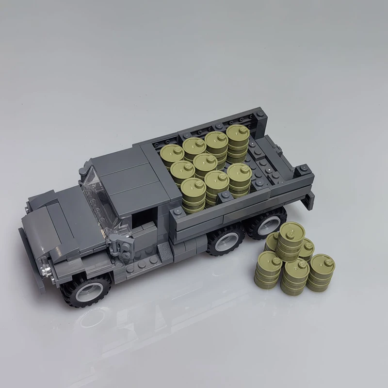 WWII RU Military Oil Transport Truck MOC Building Blocks URAL 6X6 Military Off road Vehicle DIY Zabawka do montażu dla dzieci dla chłopców