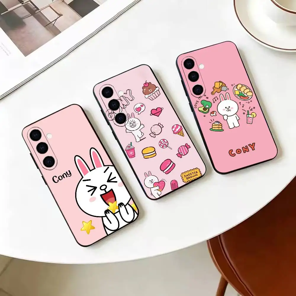 Coque de téléphone en silicone souple noir, dessin animé mignon C-Cony, pour Samsung Galaxy A71 A72 A73 A51 et autres modèles connexes