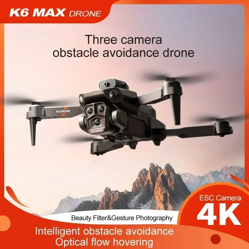 K6 MAX Triple-Camera Drone 4K HD Optical Flow Positioning 360° Obstacle Avoidance Foldable Quadcopter Wifi FPV RC Toys Dron