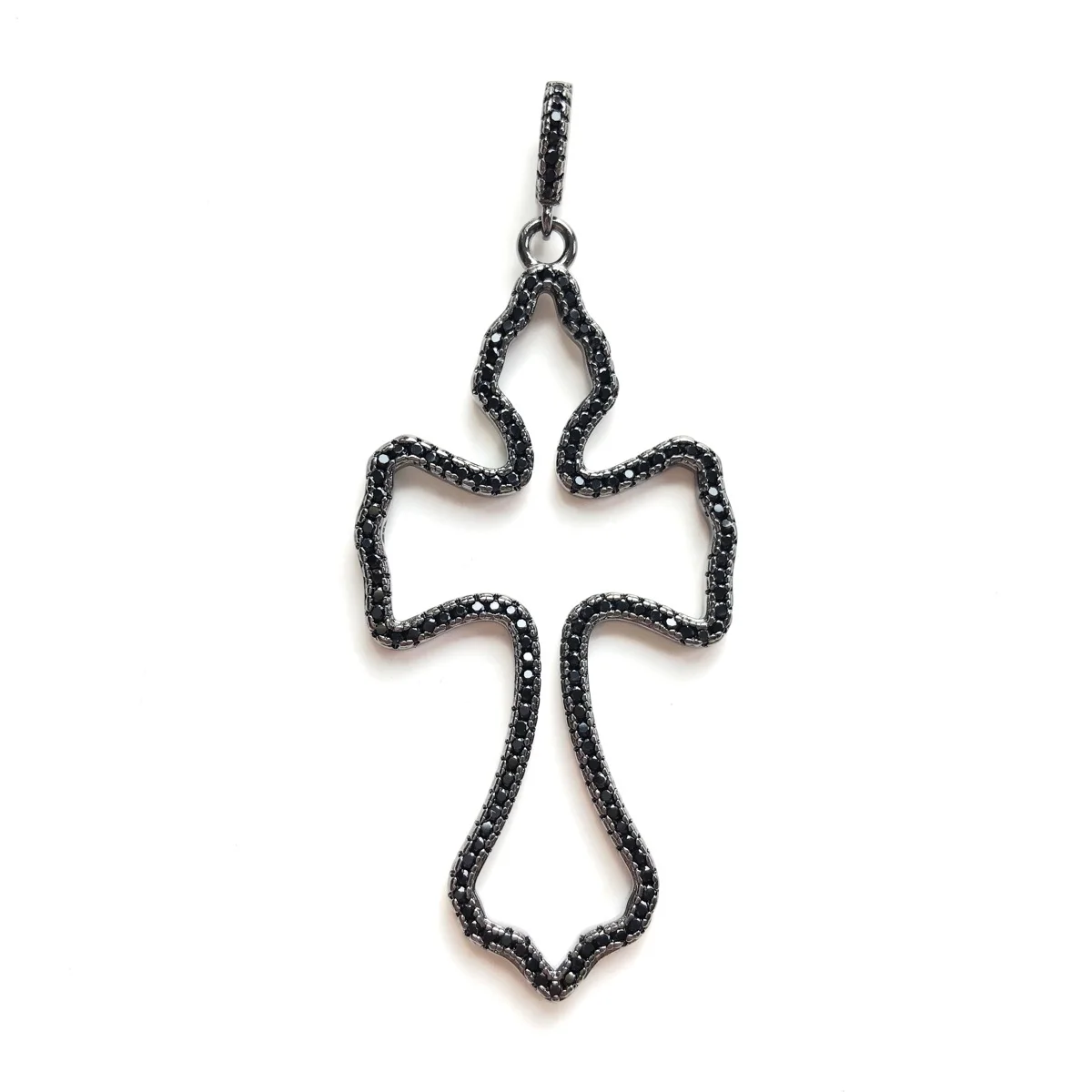 5pc Cubic Zirconia Large Size Hollow Cross Charms Pendants for Bracelet Necklace Earring Making Gold-Plate Jewelry Accessories