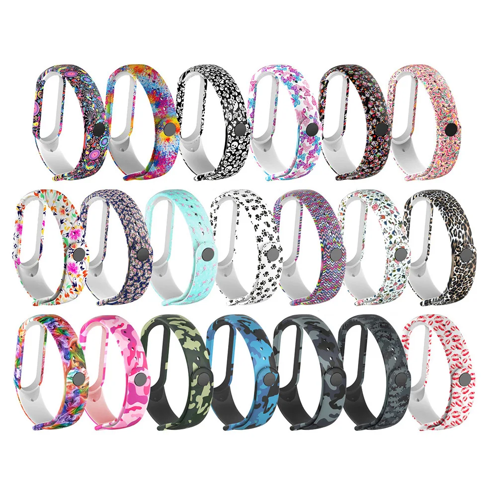 

printing style Flowers Strap For Mi Band 3 4 5 6 Silicone Wrist Strap For XiaoMi MiBand 6 sports strap for mi band 5 4 bracelet