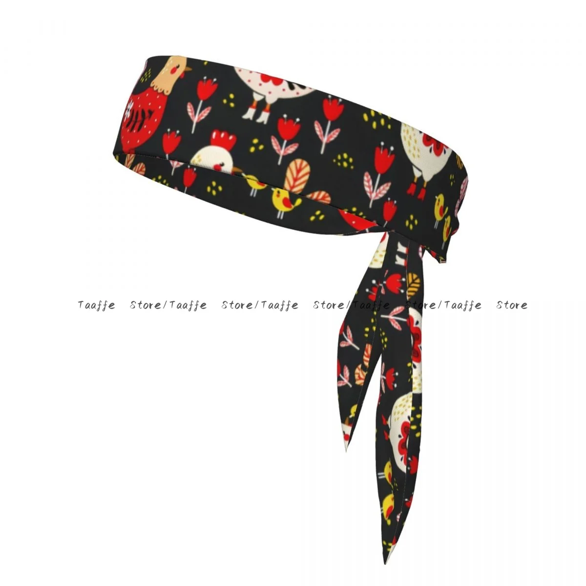 

Head Tie Bandana Rooster Hens And Chickens Background Head Scarf Wrap Outdoor Sports Sweatband